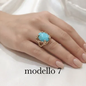 Anello in autentico Turchese dell'Arizona- modello 7
