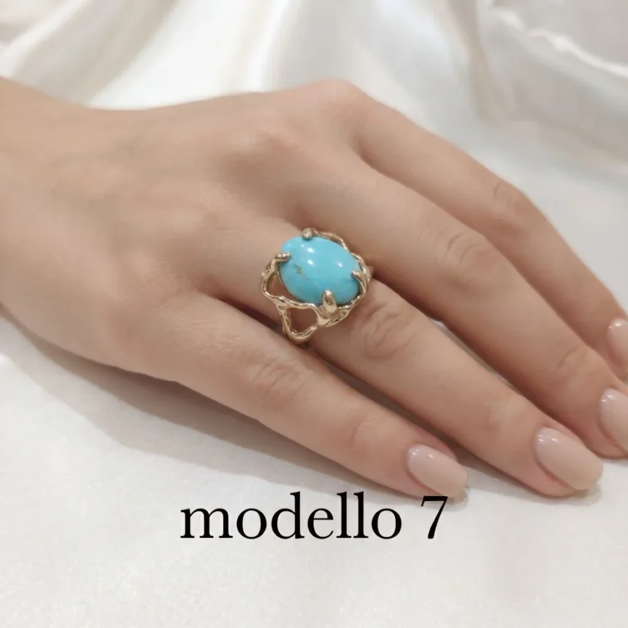 Anello in autentico Turchese dell'Arizona- modello 7
