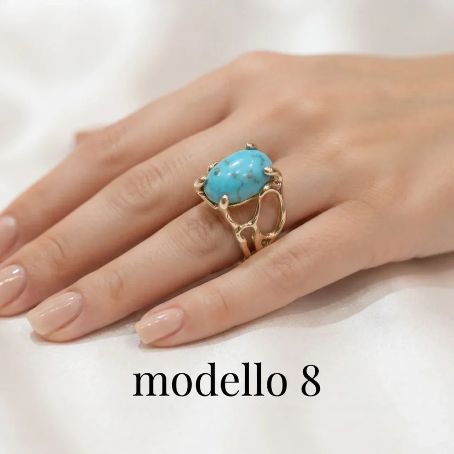 Anello in autentico Turchese dell'Arizona- modello 8