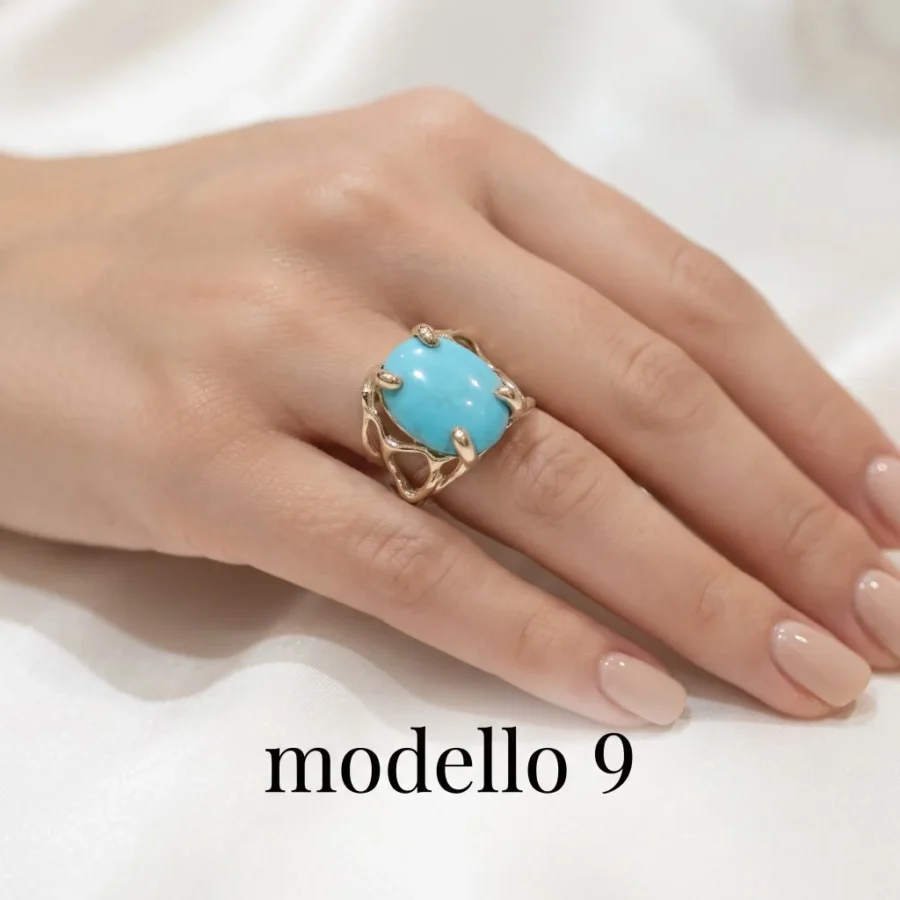 Anello in autentico Turchese dell'Arizona- modello 9