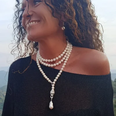 Collana Lunga "Katia" Stile Chanel in Perle d'Acqua Dolce